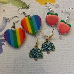 Pride, peaches, and peacocks Earrings Set